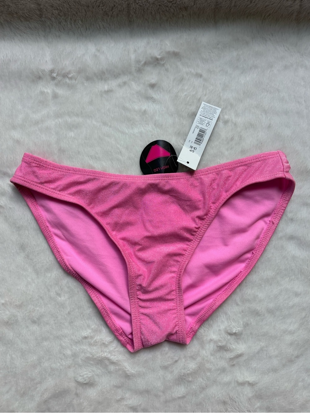 Women's Pink Bikini Bottoms - Classic Mid Rise Swim Brief Small